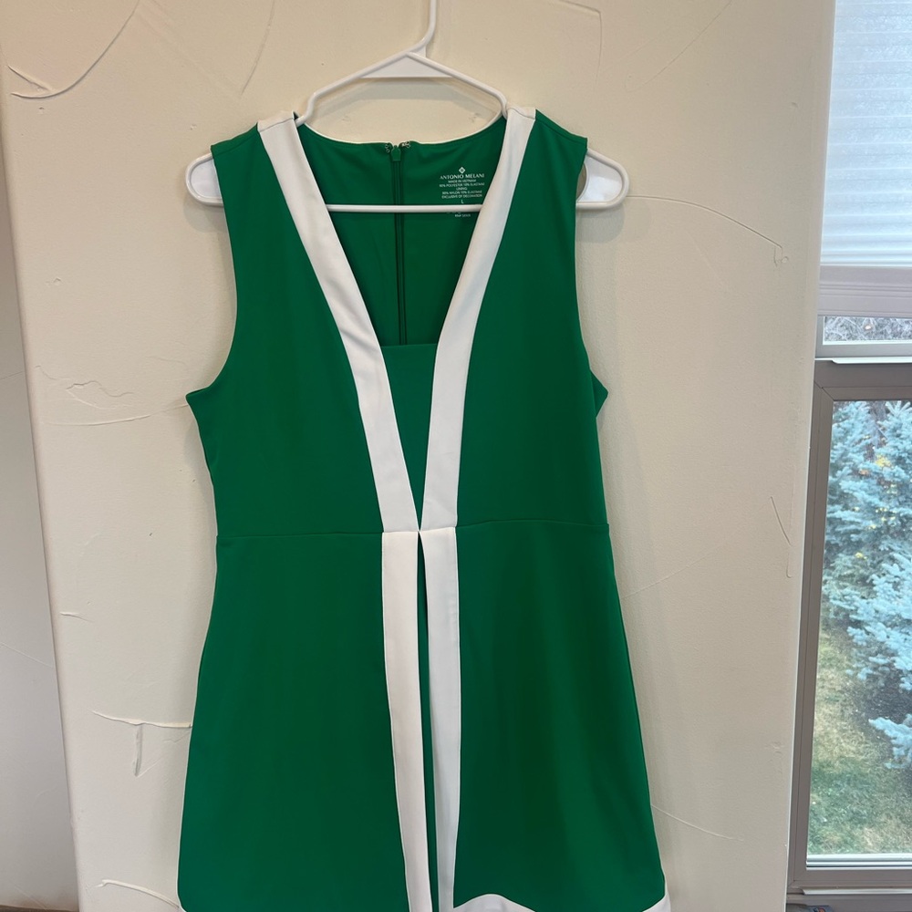 ANTONIO MELANI Green and White Dress